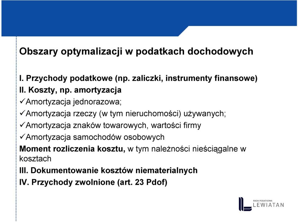 amortyzacja Amortyzacja jednorazowa; Amortyzacja rzeczy (w tym nieruchomości) używanych; Amortyzacja znaków