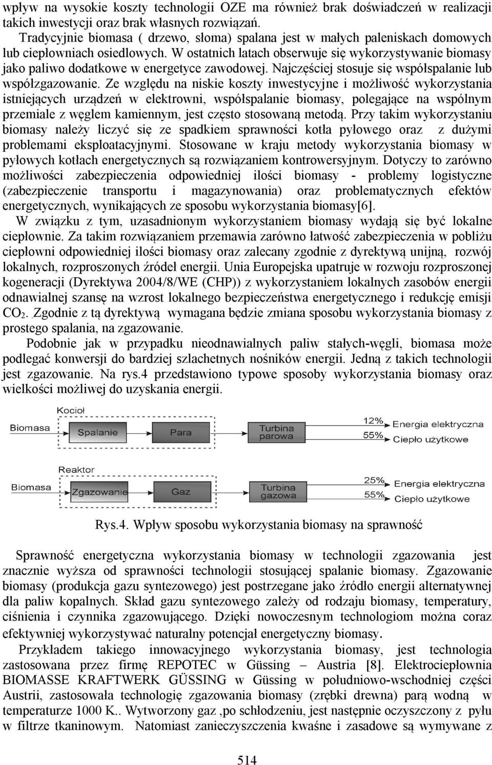 W ostatnich latach obserwuje się wykorzystywanie biomasy jako paliwo dodatkowe w energetyce zawodowej. Najczęściej stosuje się współspalanie lub współzgazowanie.