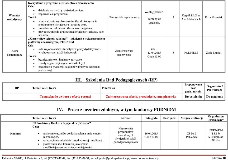 Kierownik wycieczki szkolnej szkolenie z wykorzystaniem platformy e-learningowej Cel: rola krajoznawstwa i turystyki w pracy dydaktyczno - wychowawczej szkół i placówek bezpieczeństwo i higiena w