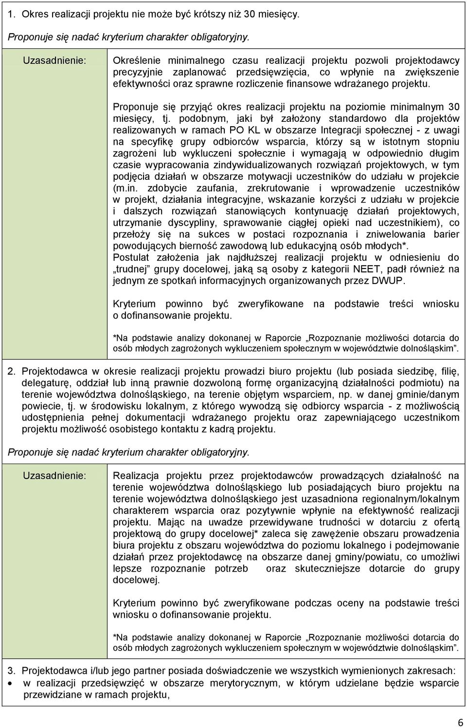 projektu. Proponuje się przyjąć okres realizacji projektu na poziomie minimalnym 30 miesięcy, tj.