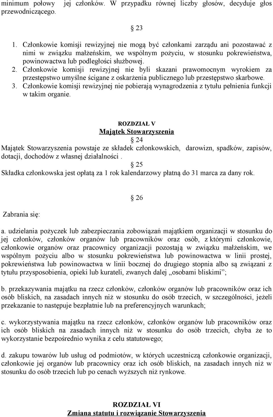 Członkowie komisji rewizyjnej nie byli skazani prawomocnym wyrokiem za przestępstwo umyślne ścigane z oskarżenia publicznego lub przestępstwo skarbowe. 3.