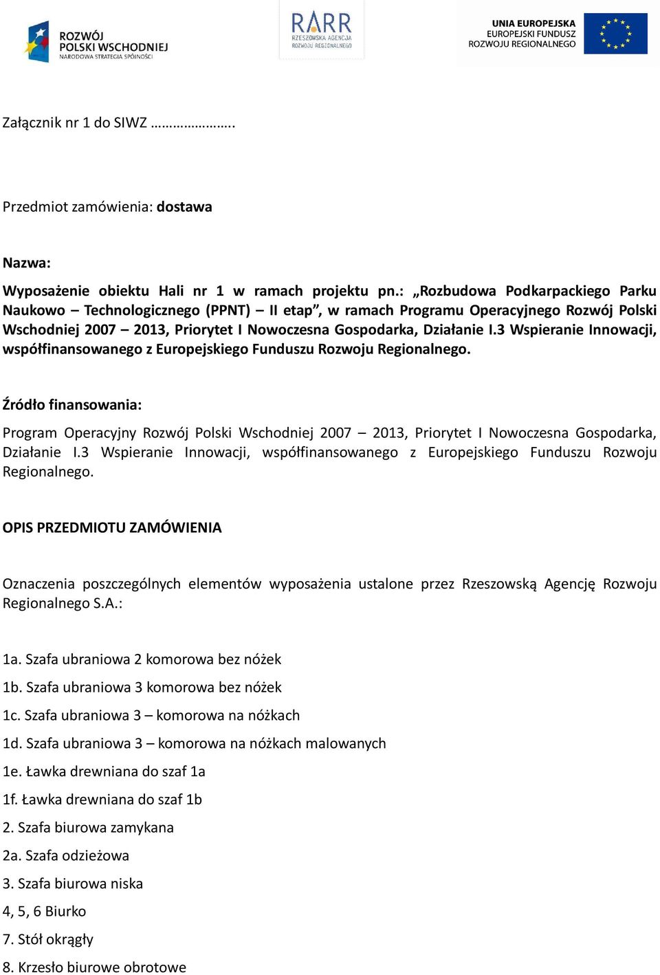 3 Wspieranie Innowacji, współfinansowanego z Europejskiego Funduszu Rozwoju Regionalnego.