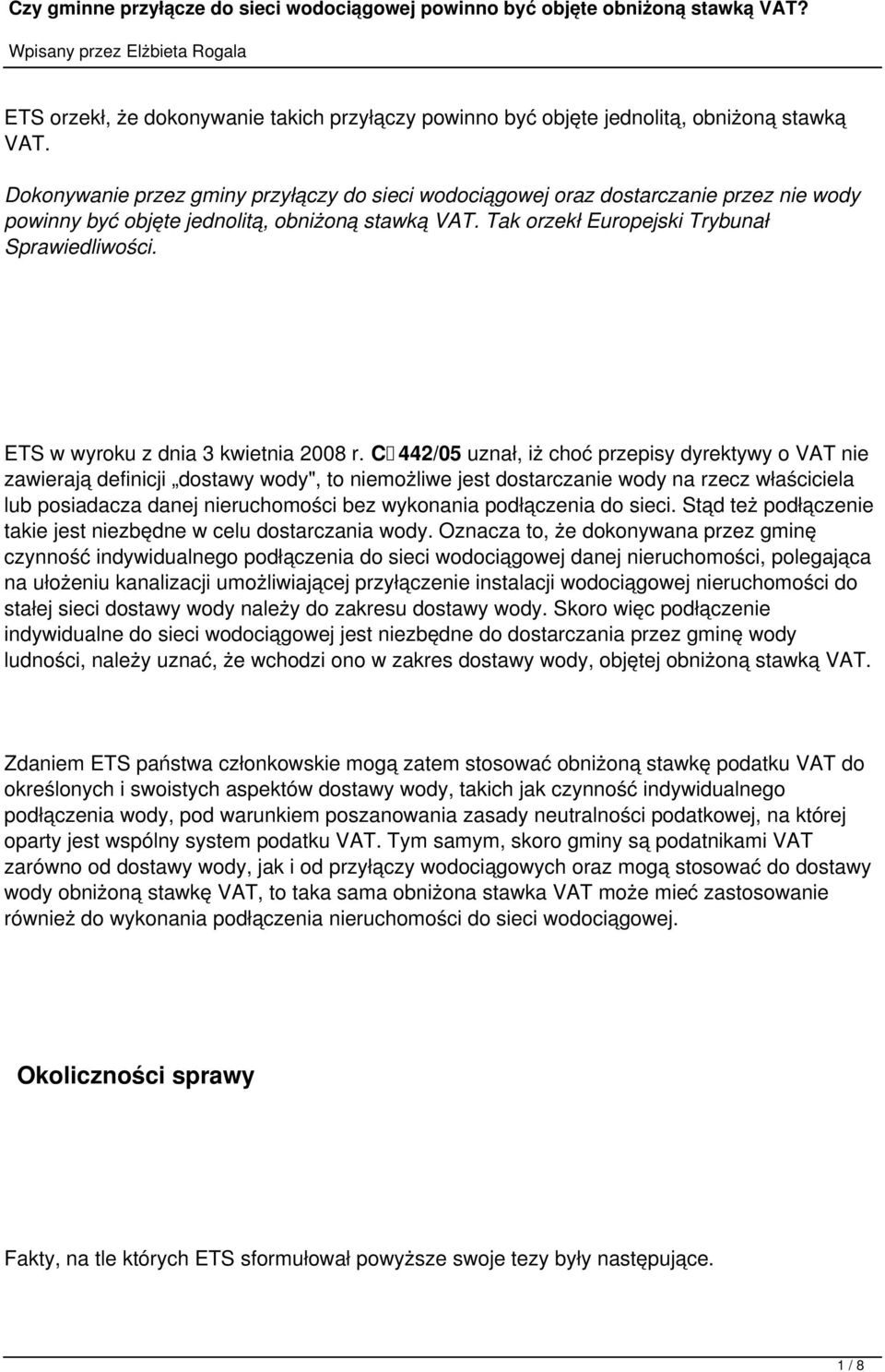 ETS w wyroku z dnia 3 kwietnia 2008 r.