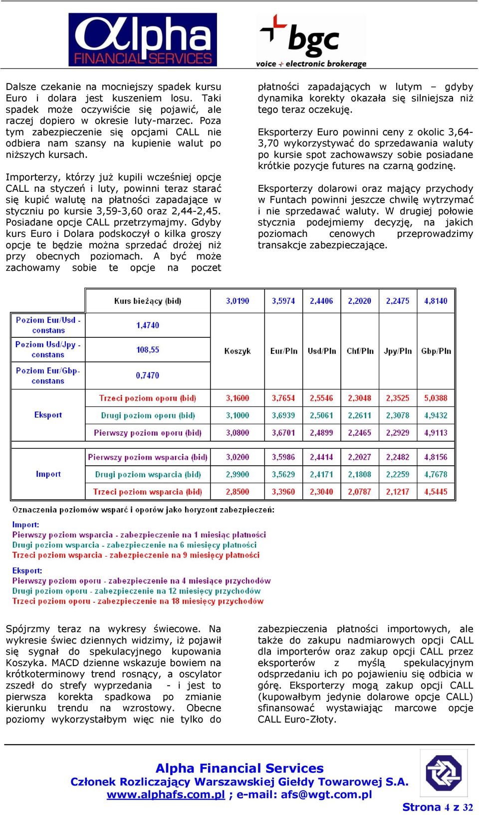 Importerzy, którzy już kupili wcześniej opcje CALL na styczeń i luty, powinni teraz starać się kupić walutę na płatności zapadające w styczniu po kursie 3,59-3,60 oraz 2,44-2,45.