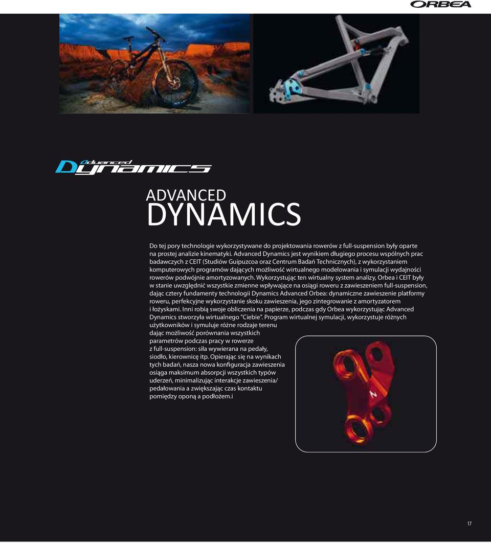 wirtualnego modelowania i symulacji wydajności rowerów podwójnie amortyzowanych.