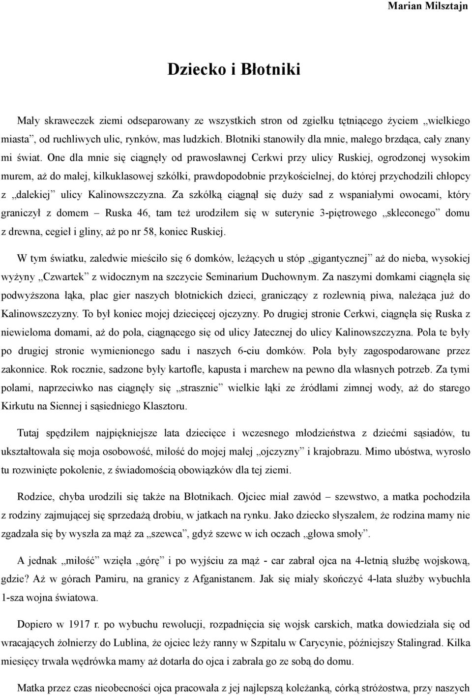 Dziecko i Błotniki. Marian Milsztajn - PDF Darmowe pobieranie