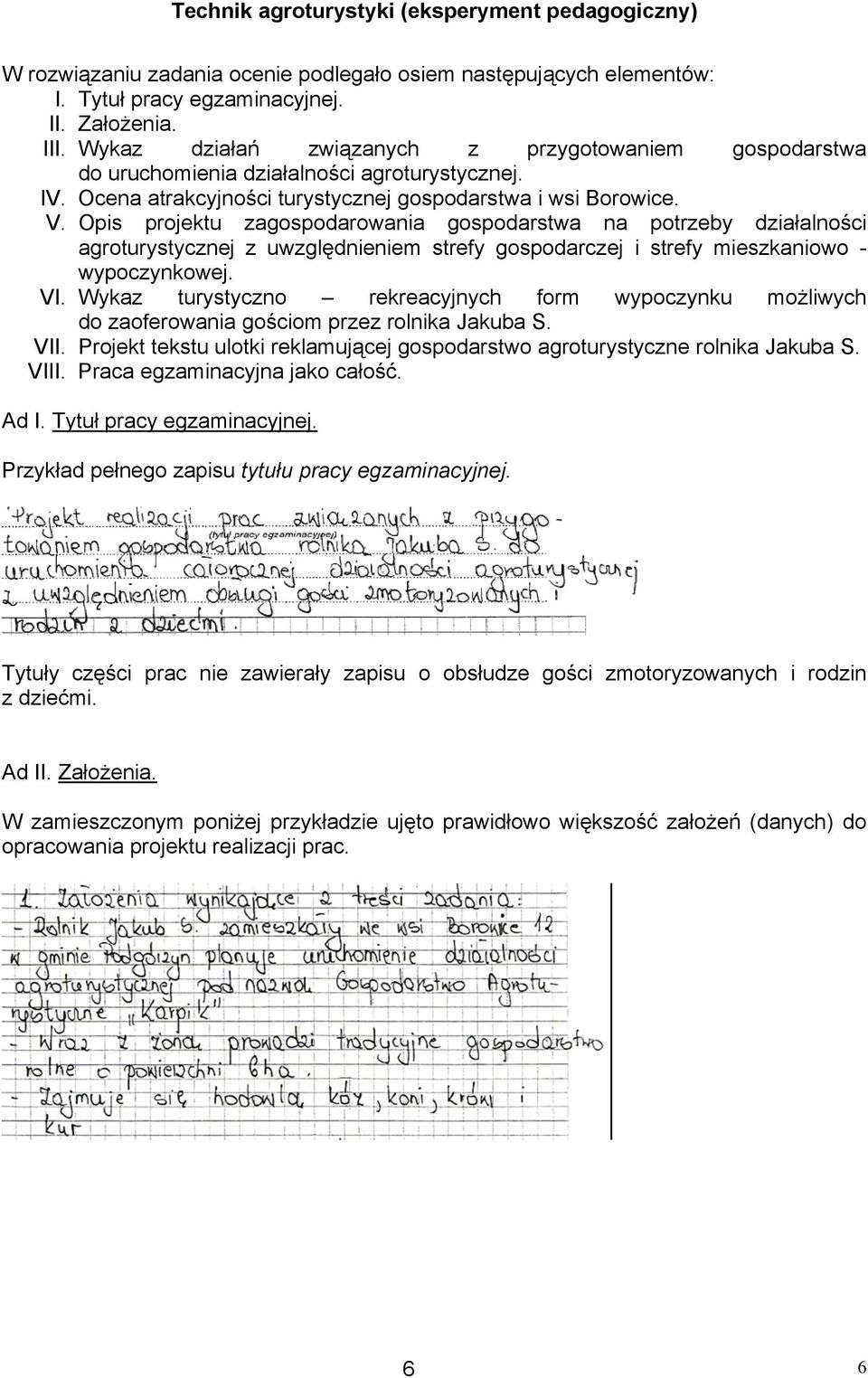 Opis projektu zagospodarowania gospodarstwa na potrzeby działalności agroturystycznej z uwzględnieniem strefy gospodarczej i strefy mieszkaniowo - wypoczynkowej. VI.