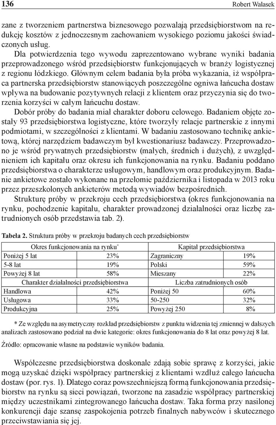 Głównym celem badania była próba wykazania, iż współpraca partnerska przedsiębiorstw stanowiących poszczególne ogniwa łańcucha dostaw wpływa na budowanie pozytywnych relacji z klientem oraz