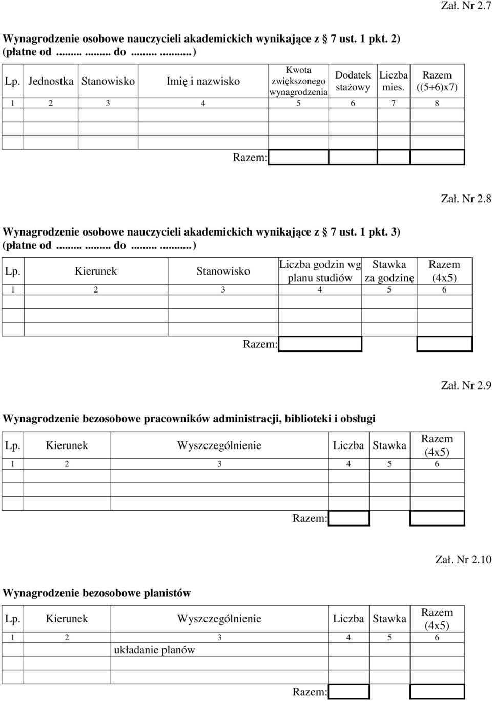 8 Wynagrodzenie osobowe nauczycieli akademickich wynikające z 7 ust. 1 pkt. 3) (płatne od...... do.