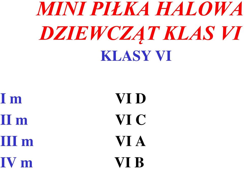 KLASY VI I m II m