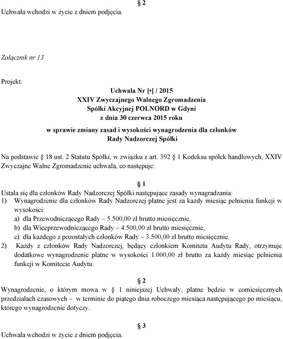 członków Rady Nadzorczej Spółki Na podstawie 8 ust. 2 Statutu Spółki, w związku z art.