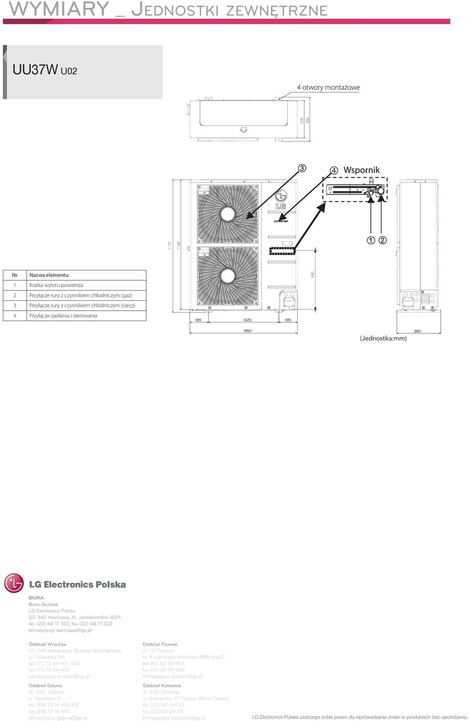 (58) 73 16 410-412 fax (58) 73 16 413 klimatyzacja-gdynia@lge.pl Oddział Poznań 61-131 Poznań ul. Arcybiskupa Baraniaka 88B bud C tel. (61) 62 59 943 fax (61) 62 59 940 klimatyzacja-poznan@lge.