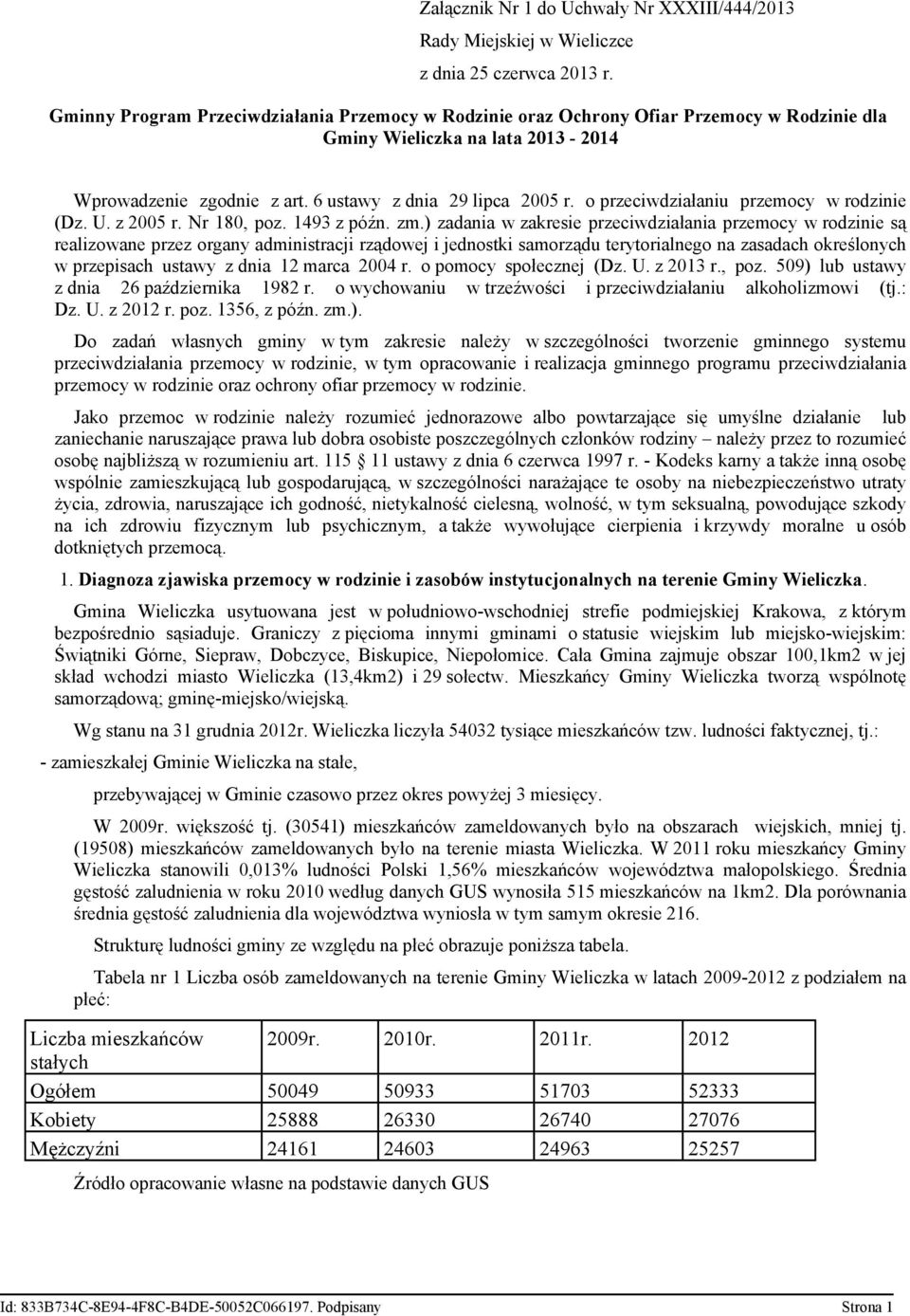 o przeciwdziałaniu przemocy w rodzinie (Dz. U. z 2005 r. Nr 180, poz. 1493 z późn. zm.