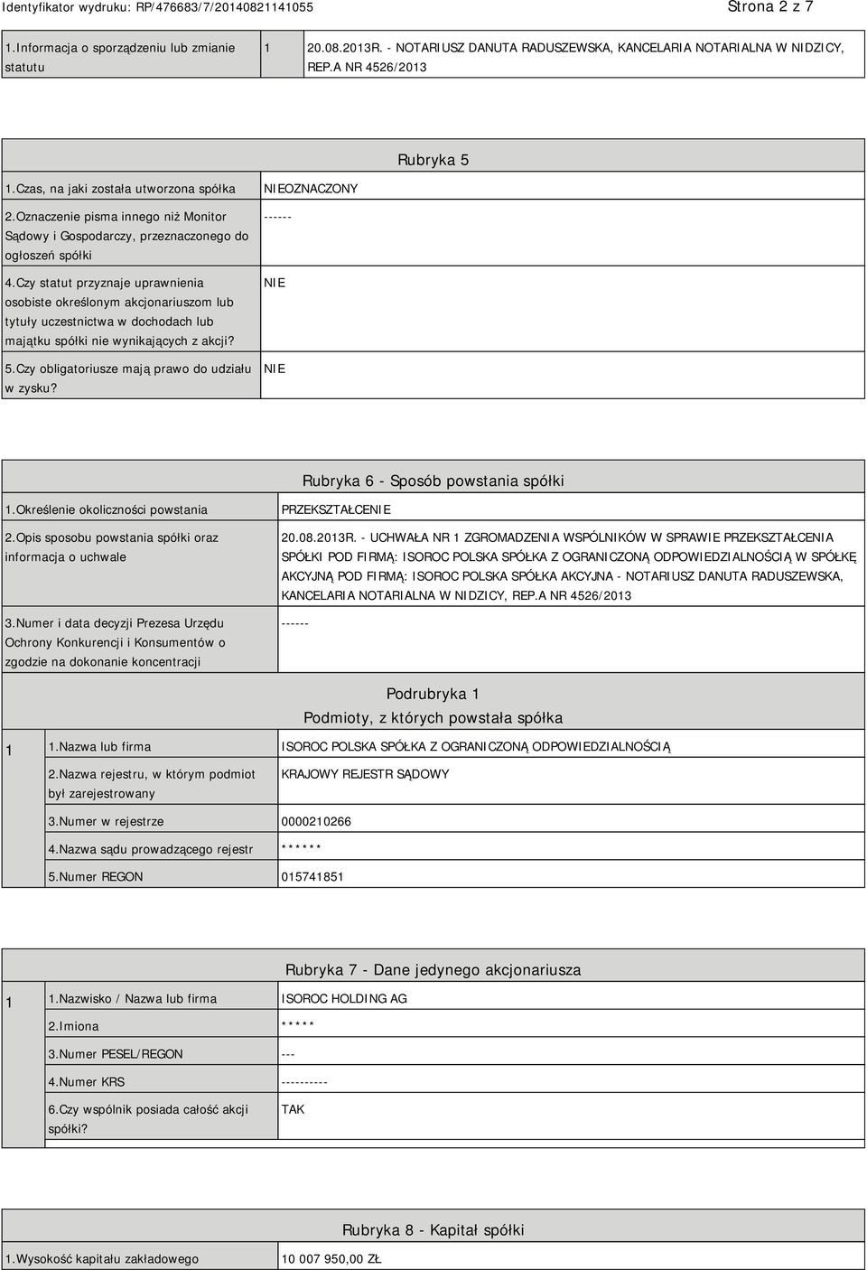 Czy statut przyznaje uprawnienia osobiste określonym akcjonariuszom lub tytuły uczestnictwa w dochodach lub majątku spółki nie wynikających z akcji? 5.Czy obligatoriusze mają prawo do udziału w zysku?