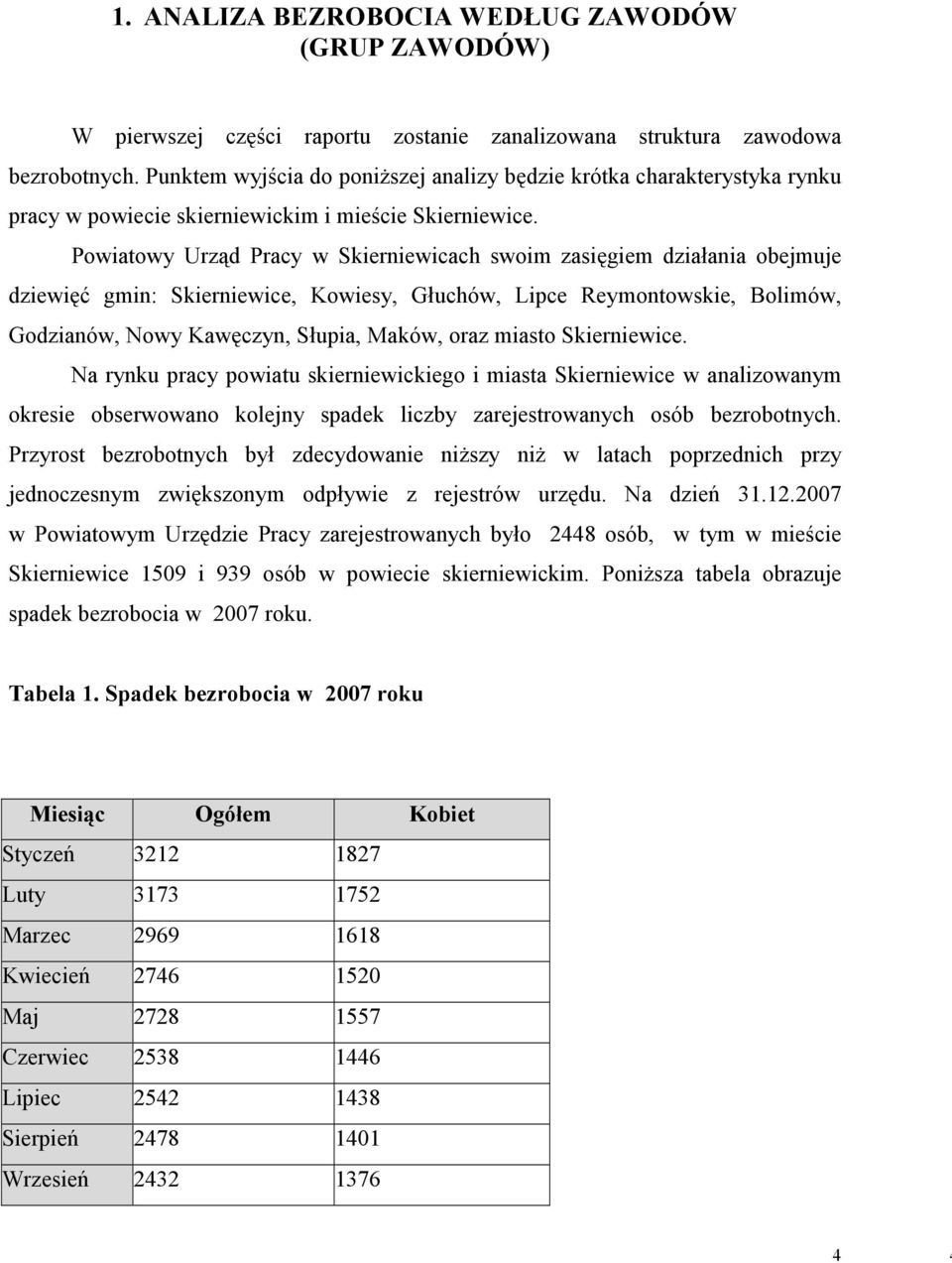 Powiatowy Urząd Pracy w Skierniewicach swoim zasięgiem działania obejmuje dziewięć gmin: Skierniewice, Kowiesy, Głuchów, Lipce Reymontowskie, Bolimów, Godzianów, Nowy Kawęczyn, Słupia, Maków, oraz