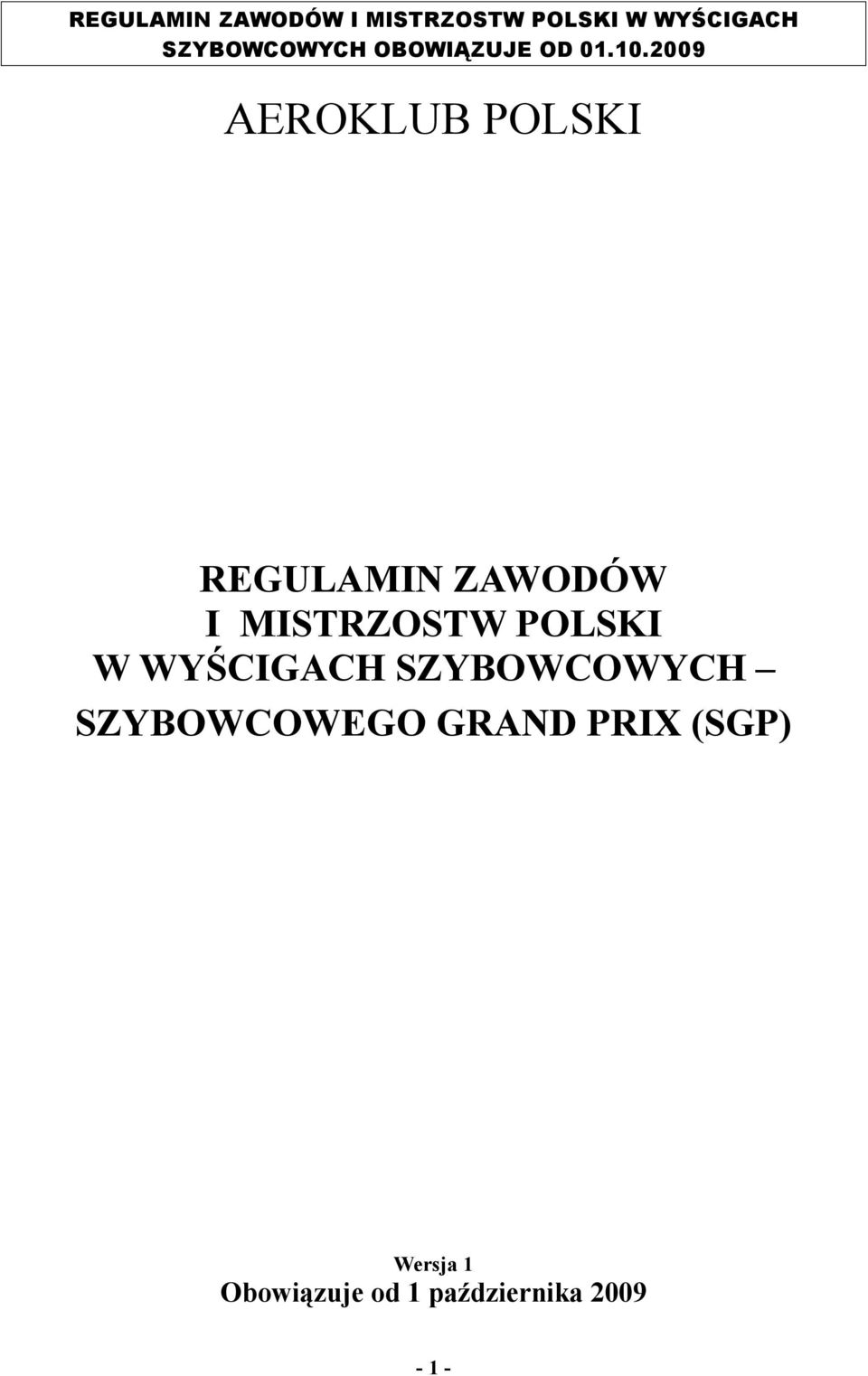 SZYBOWCOWYCH SZYBOWCOWEGO GRAND PRIX