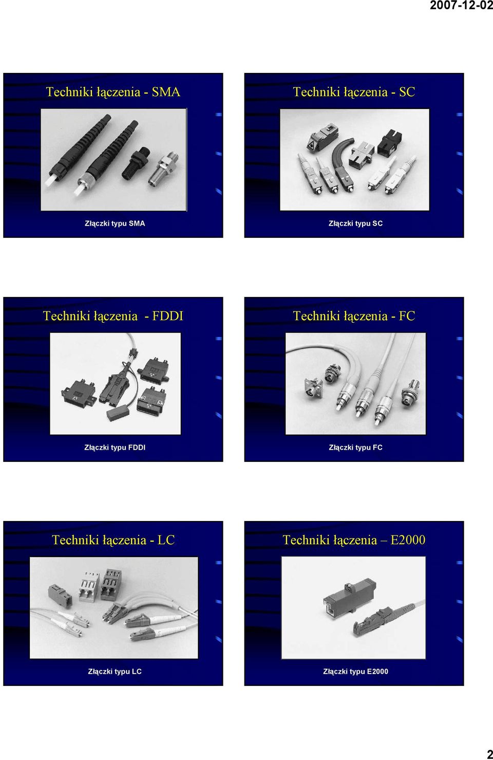 łączenia - FC Złączki typu FDDI Złączki typu FC Techniki