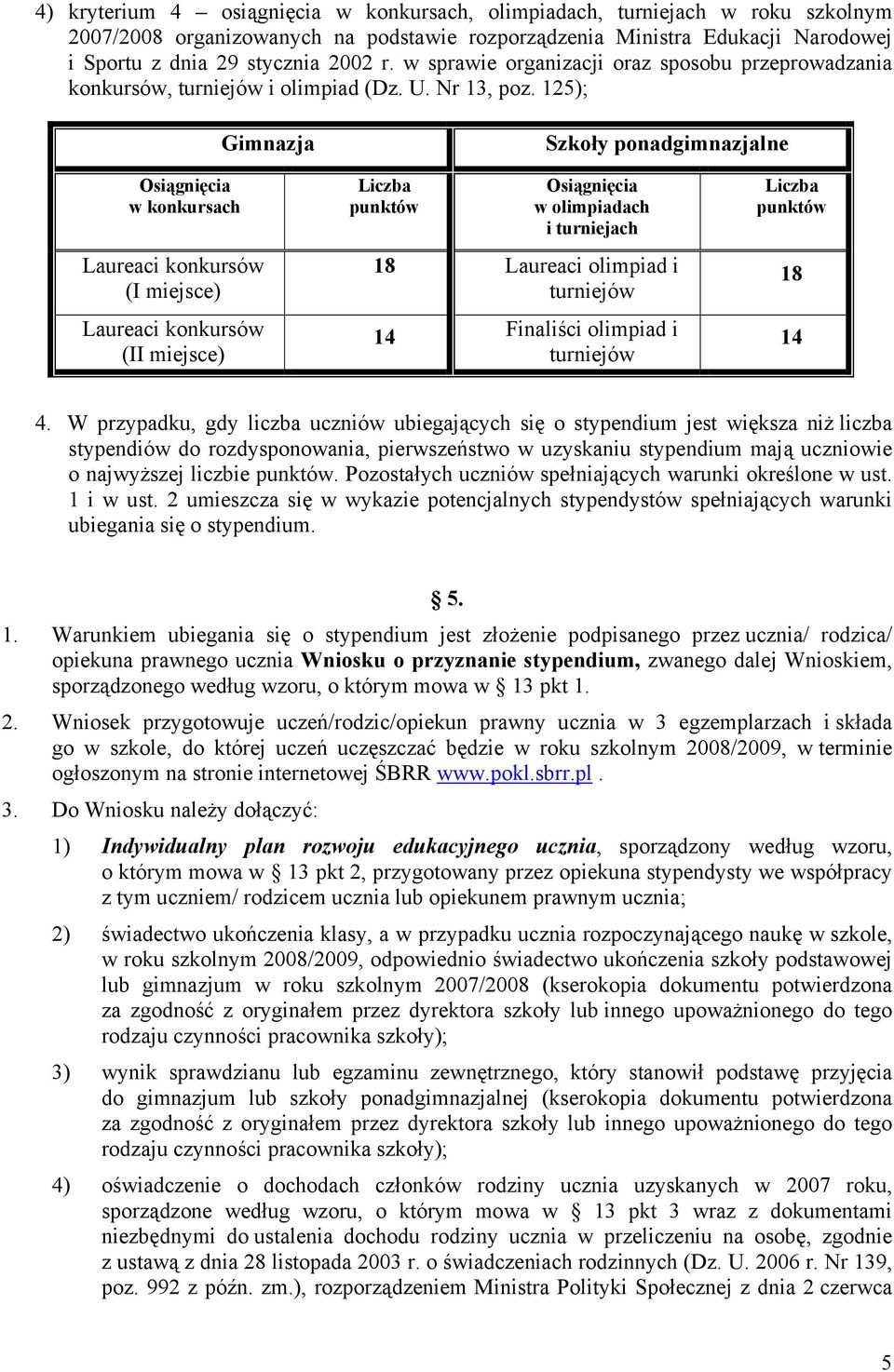 125); Gimnazja Szkoły ponadgimnazjalne Osiągnięcia w konkursach Laureaci konkursów (I miejsce) Laureaci konkursów (II miejsce) Liczba punktów Osiągnięcia w olimpiadach i turniejach 18 Laureaci