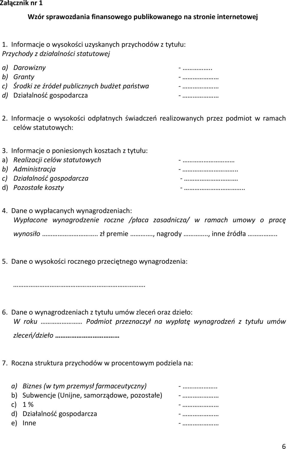 Informacje o poniesionych kosztach z tytułu: a) Realizacji celów statutowych - b) Administracja -.. c) Działalność gospodarcza -. d) Pozostałe koszty -.. 4.