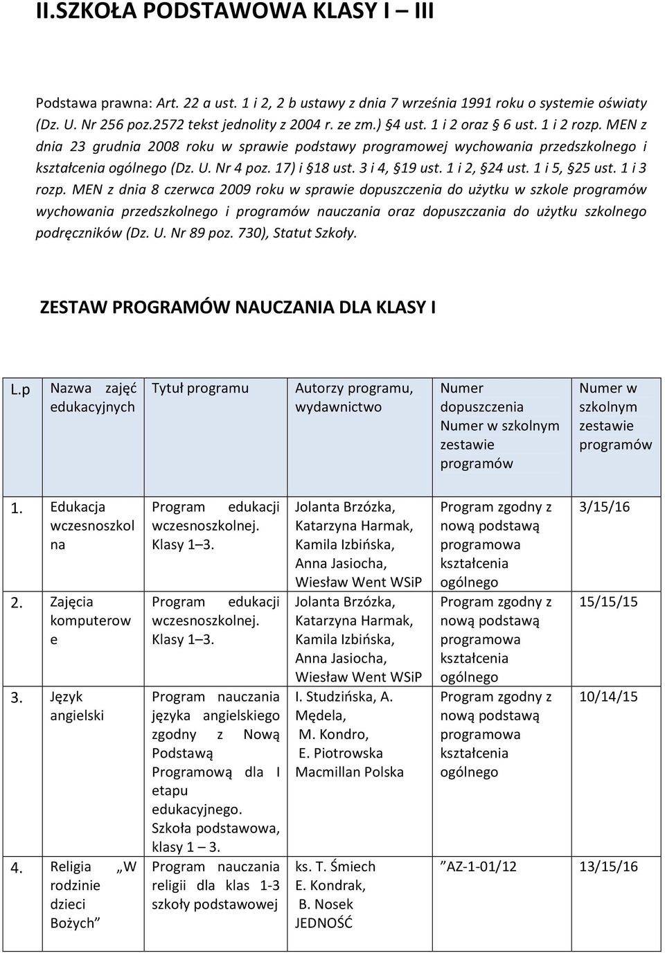 1 i 3 rozp. MEN z dnia 8 czerwca 2009 roku w sprawie dopuszczenia do użytku w wychowania przedszkolnego i nauczania oraz dopuszczania do użytku szkolnego podręczników (Dz. U. Nr 89 poz.