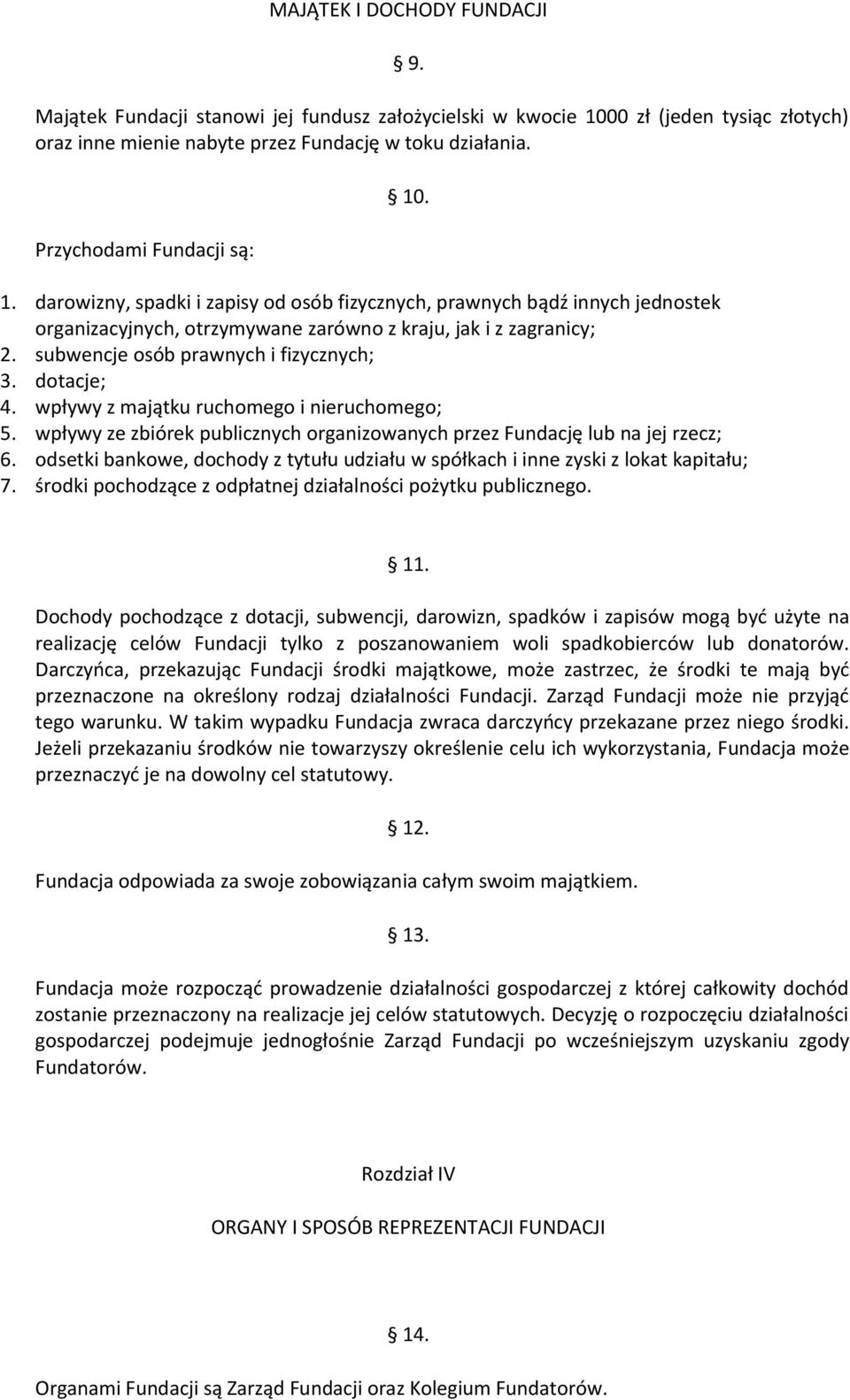 subwencje osób prawnych i fizycznych; 3. dotacje; 4. wpływy z majątku ruchomego i nieruchomego; 5. wpływy ze zbiórek publicznych organizowanych przez Fundację lub na jej rzecz; 6.