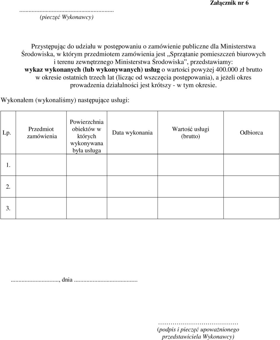 000 zł brutto w okresie ostatnich trzech lat (licząc od wszczęcia postępowania), a jeżeli okres prowadzenia działalności jest krótszy - w tym okresie.