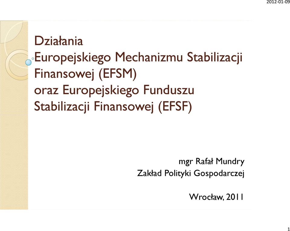 Europejskiego Funduszu Stabilizacji Finansowej