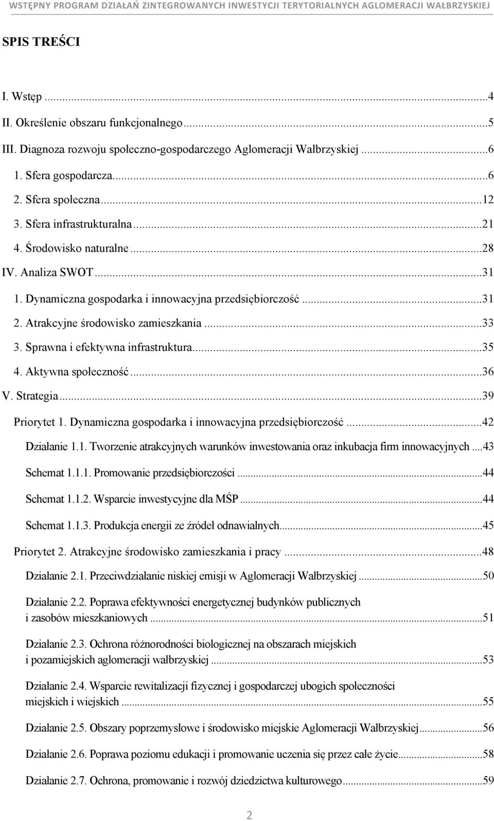 Sprawna i efektywna infrastruktura...35 4. Aktywna społeczność...36 V. Strategia...39 Priorytet 1. Dynamiczna gospodarka i innowacyjna przedsiębiorczość...4 Działanie 1.1. Tworzenie atrakcyjnych warunków inwestowania oraz inkubacja firm innowacyjnych.