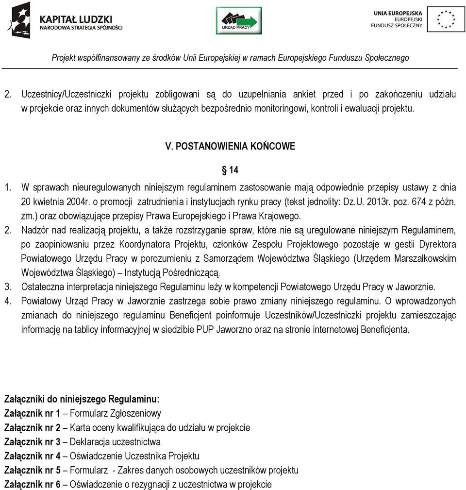 o promocji zatrudnienia i instytucjach rynku pracy (tekst jednolity: Dz.U. 20