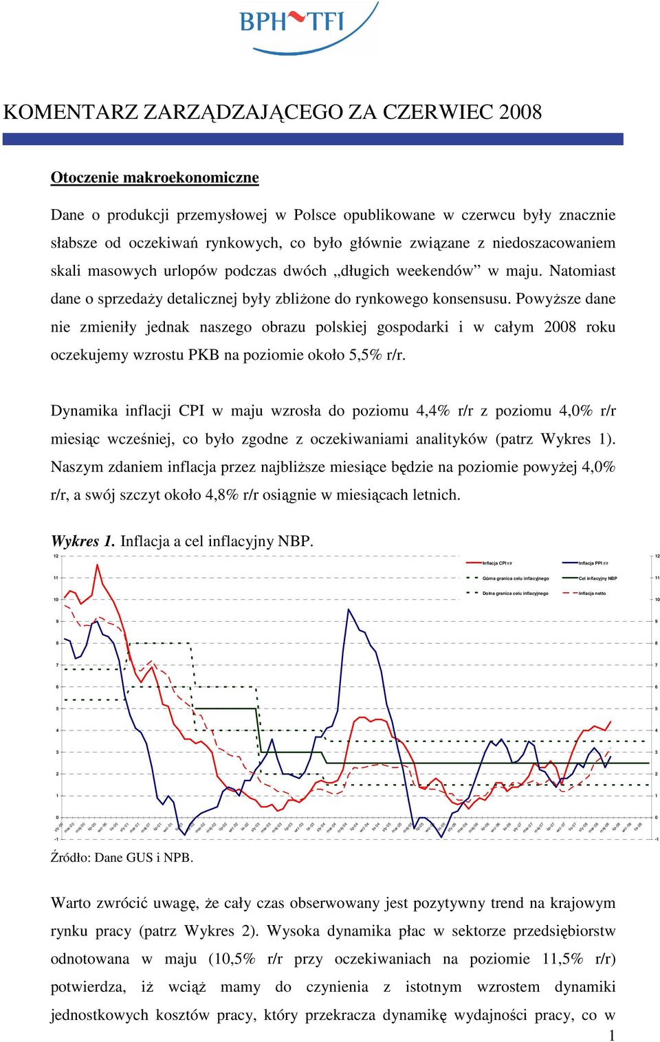 PowyŜsze dane nie zmieniły jednak naszego obrazu polskiej gospodarki i w całym 008 roku oczekujemy wzrostu PKB na poziomie około,% r/r.