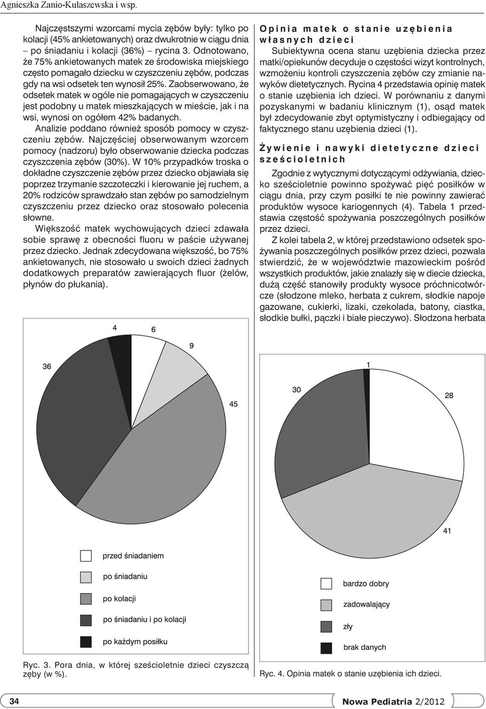 Zaobserwowano, że odsetek matek w ogóle nie pomagających w czyszczeniu jest podobny u matek mieszkających w mieście, jak i na wsi, wynosi on ogółem 42% badanych.