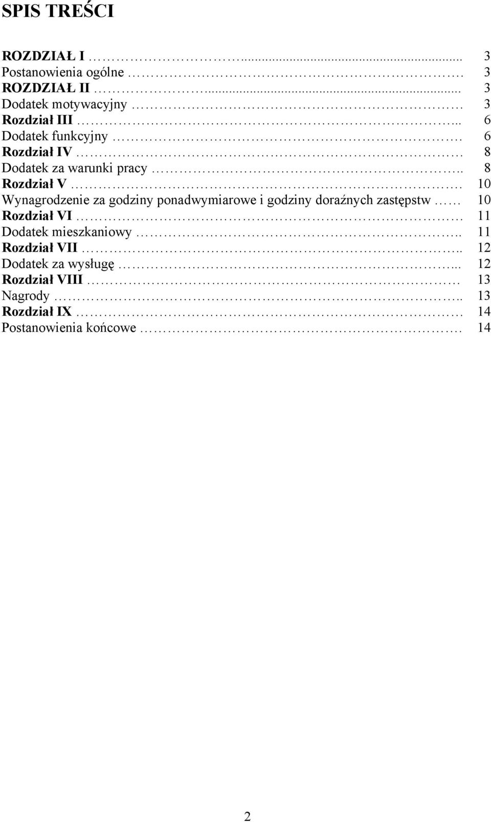 10 Wynagrodzenie za godziny ponadwymiarowe i godziny doraźnych zastępstw 10 Rozdział VI 11 Dodatek