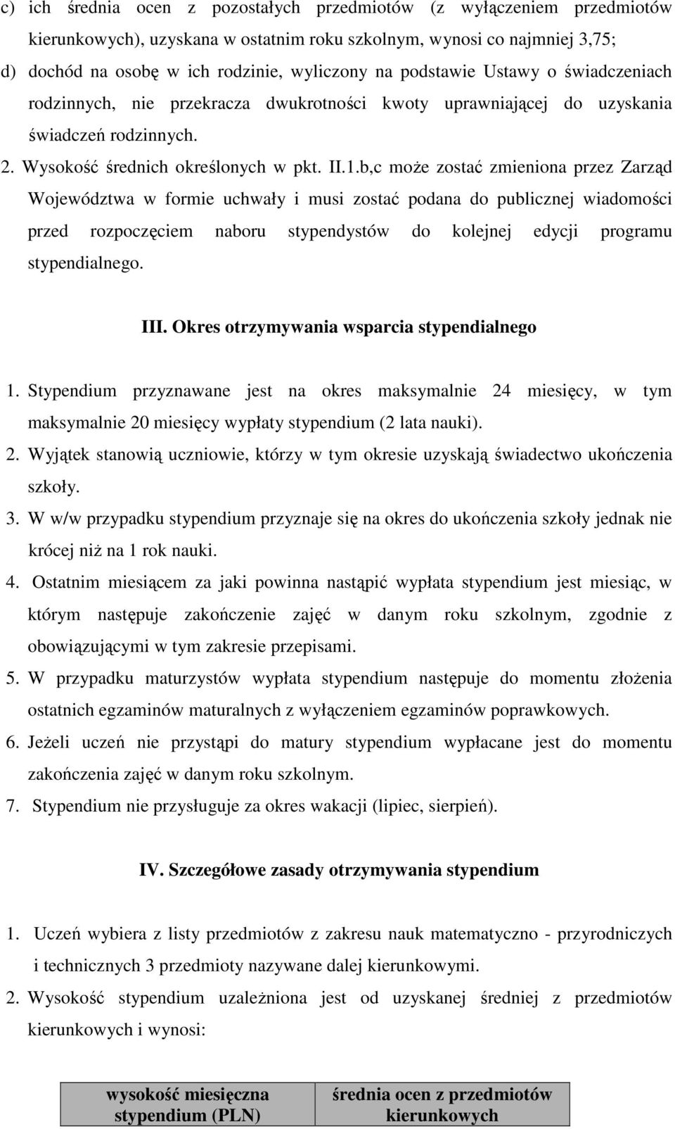 b,c moŝe zostać zmieniona przez Zarząd Województwa w formie uchwały i musi zostać podana do publicznej wiadomości przed rozpoczęciem naboru stypendystów do kolejnej edycji programu stypendialnego.