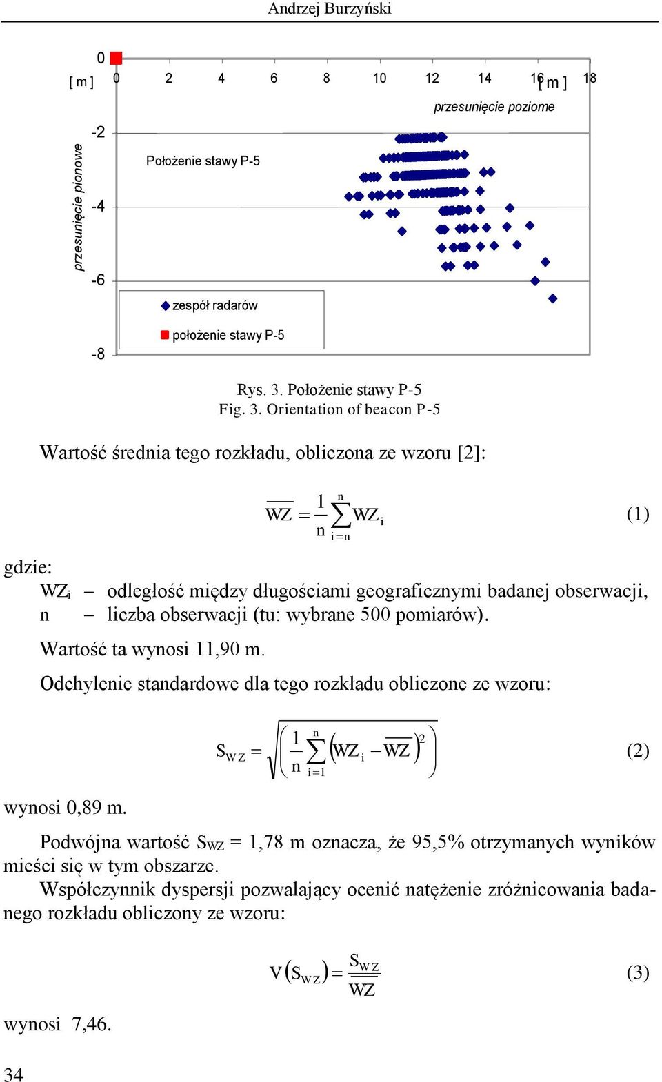 Orietatio of beaco P-5 Wartość średia tego rozkładu, obliczoa ze wzoru [2]: 1 WZ gdzie: WZ i między długościami geograficzymi badaej obserwacji, liczba obserwacji (tu: wybrae 500