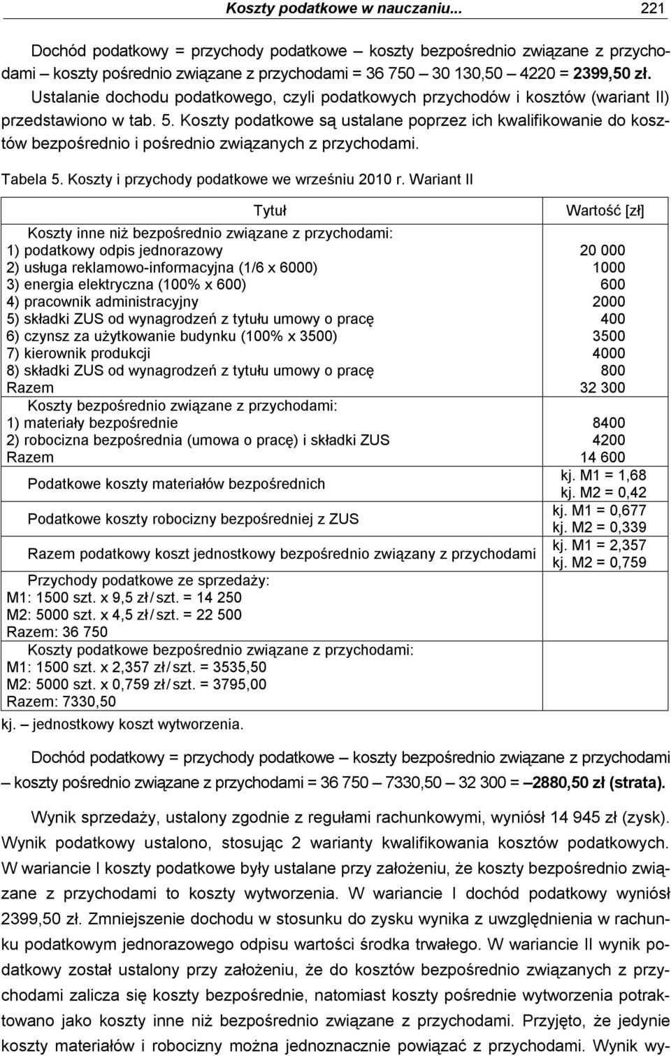 Koszty podatkowe są ustalane poprzez ich kwalifikowanie do kosztów bezpośrednio i pośrednio związanych z przychodami. Tabela 5. Koszty i przychody podatkowe we wrześniu 2010 r.