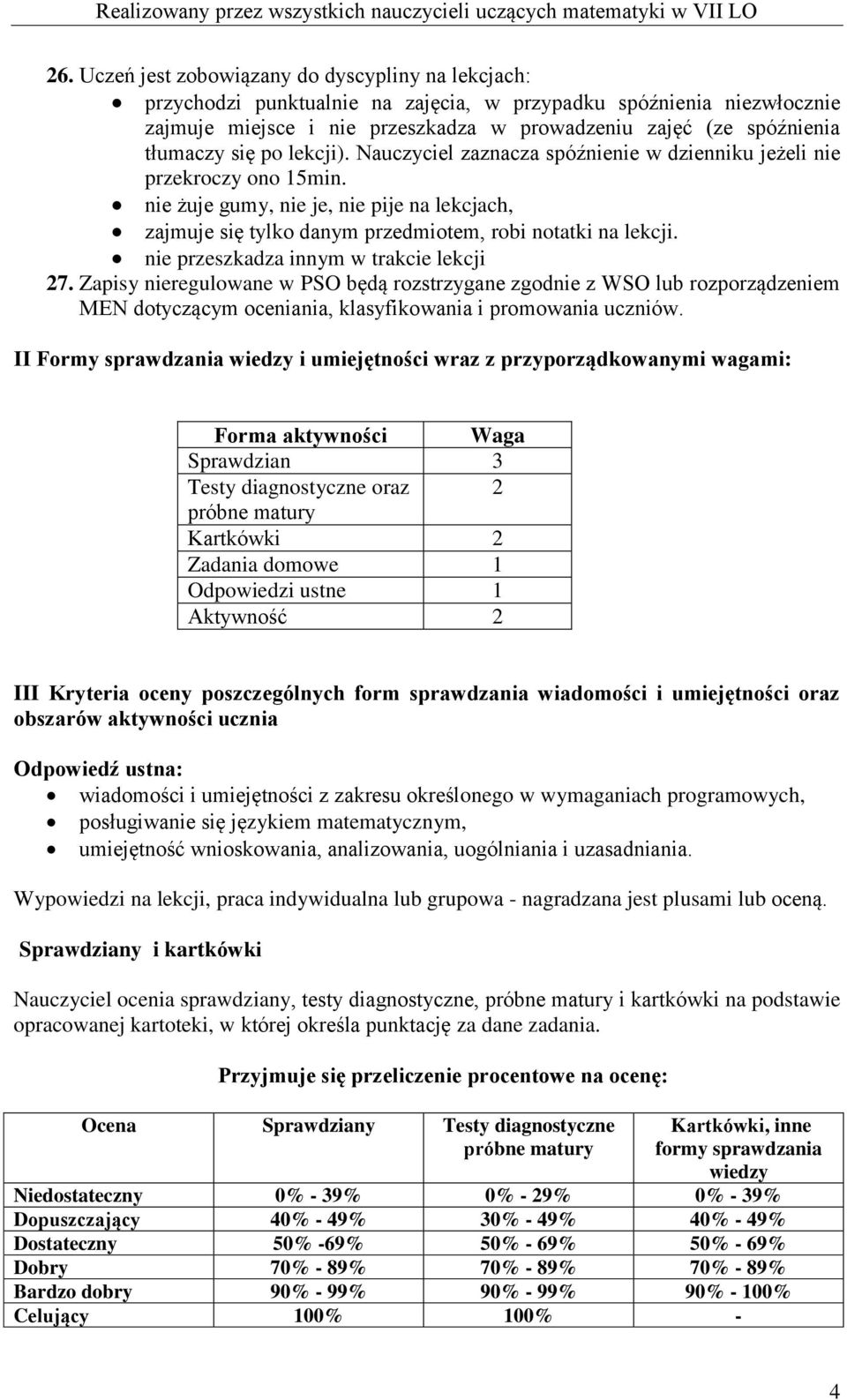 nie żuje gumy, nie je, nie pije na lekcjach, zajmuje się tylko danym przedmiotem, robi notatki na lekcji. nie przeszkadza innym w trakcie lekcji 27.