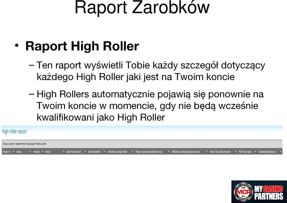 koncie High Rollers automatycznie pojawią się ponownie na Twoim