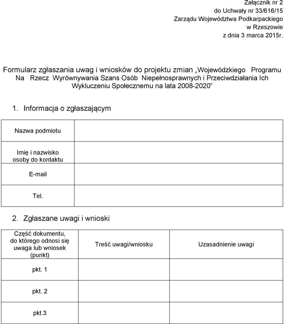 Przeciwdziałania Ich Wykluczeniu Społecznemu na lata 2008-2020 1.