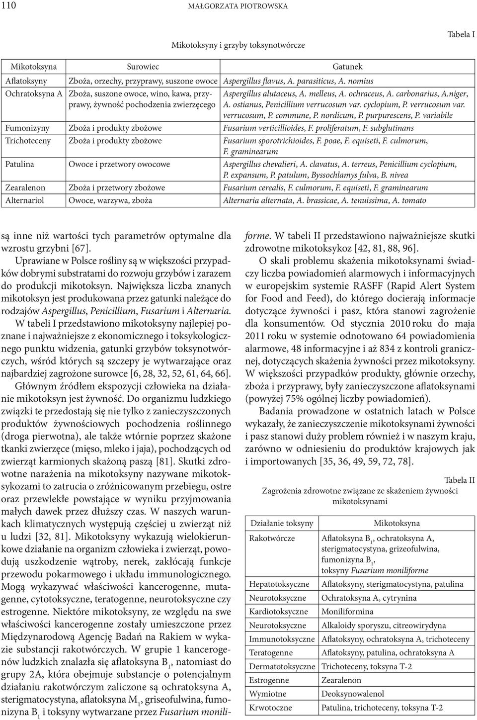 ostianus, Penicillium verrucosum var. cyclopium, P. verrucosum var. verrucosum, P. commune, P. nordicum, P. purpurescens, P. variabile Fumonizyny Zboża i produkty zbożowe Fusarium verticillioides, F.