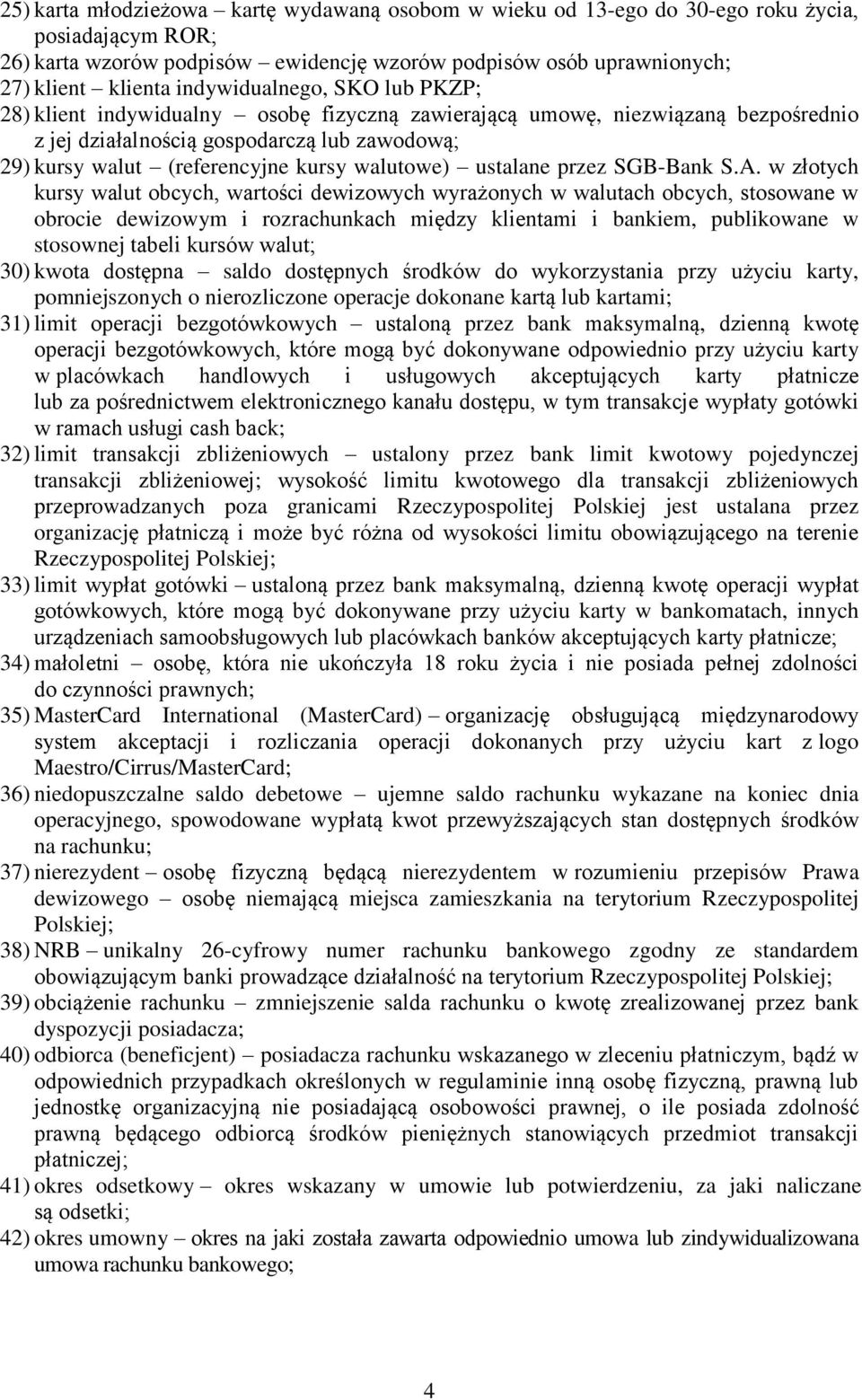 walutowe) ustalane przez SGB-Bank S.A.