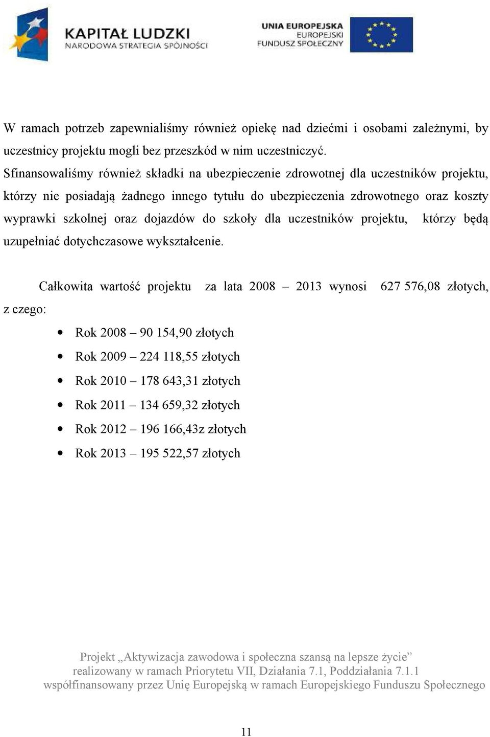 dojazdów do szkoły dla uczestników projektu, którzy będą uzupełniać dotychczasowe wykształcenie.