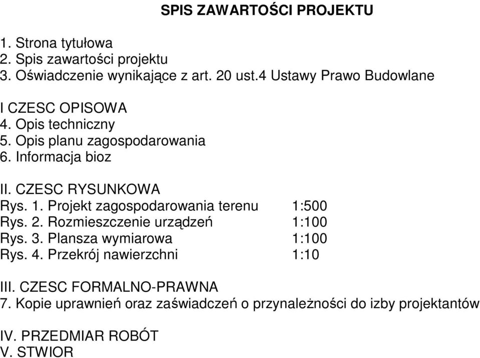 CZESC RYSUNKOWA Rys. 1. Projekt zagospodarowania terenu 1:500 Rys. 2. Rozmieszczenie urządzeń 1:100 Rys. 3.