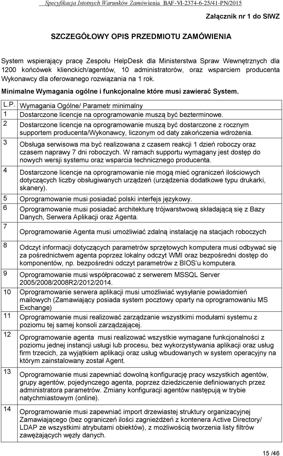 Wymagania Ogólne/ Parametr minimalny 1 Dostarczone licencje na oprogramowanie muszą być bezterminowe.