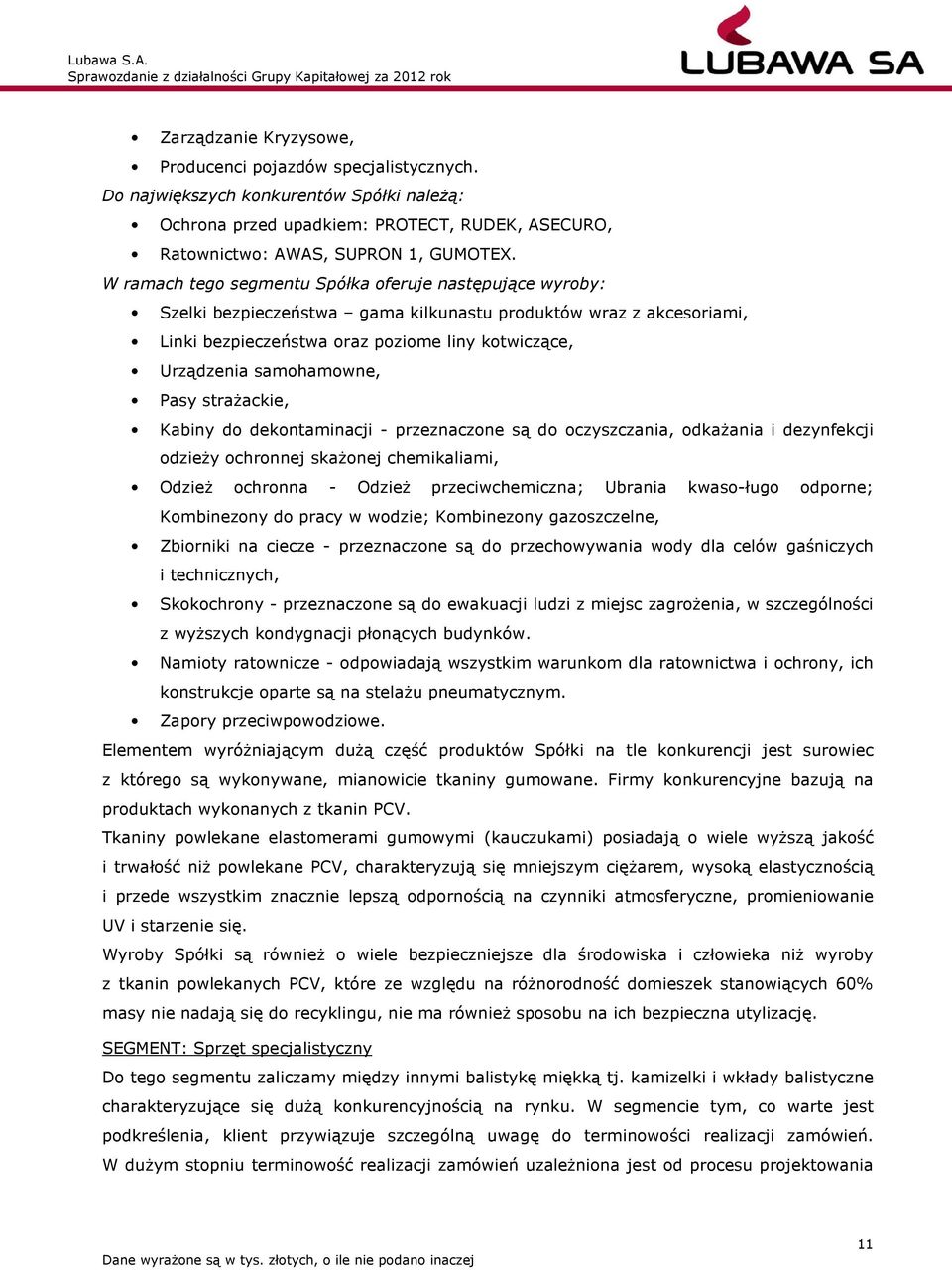 samohamowne, Pasy strażackie, Kabiny do dekontaminacji - przeznaczone są do oczyszczania, odkażania i dezynfekcji odzieży ochronnej skażonej chemikaliami, Odzież ochronna - Odzież przeciwchemiczna;