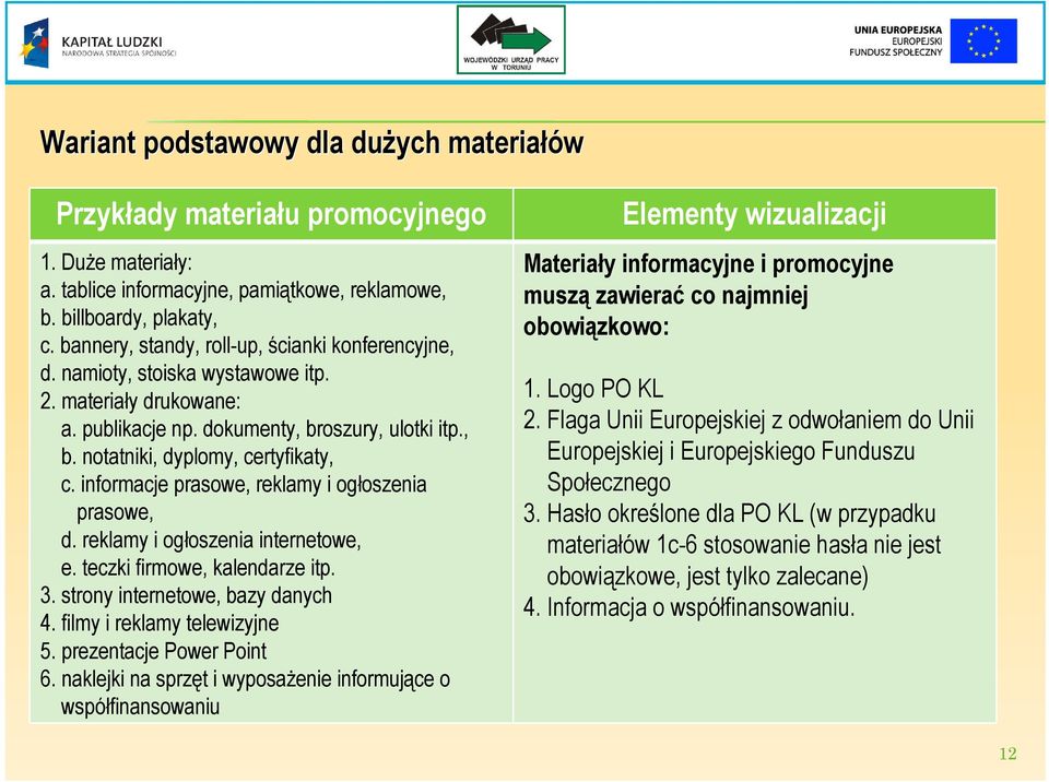 informacje prasowe, reklamy i ogłoszenia prasowe, d. reklamy i ogłoszenia internetowe, e. teczki firmowe, kalendarze itp. 3. strony internetowe, bazy danych 4. filmy i reklamy telewizyjne 5.