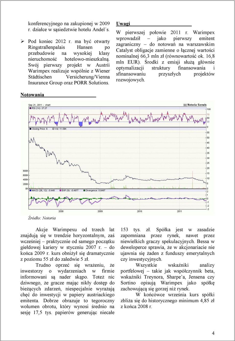 Swój pierwszy projekt w Austrii Warimpex realizuje wspólnie z Wiener Städtischen Versicherung/Vienna Insurance Group oraz PORR Solutions. Uwagi W pierwszej połowie 2011 r.