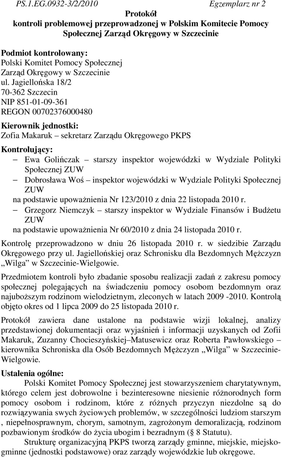 Zarząd Okręgowy w Szczecinie ul.