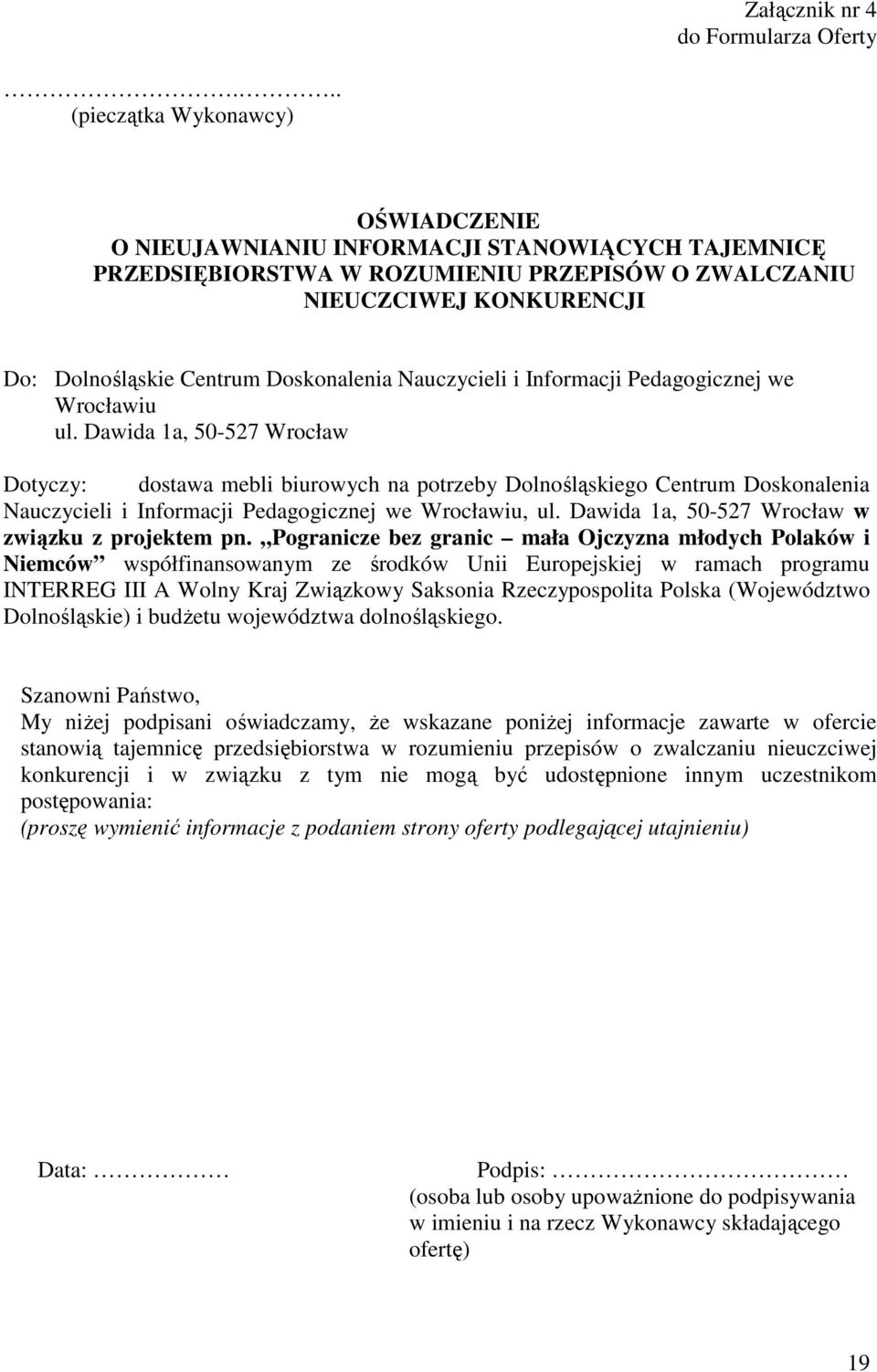 Doskonalenia Nauczycieli i Informacji Pedagogicznej we Wrocławiu ul.