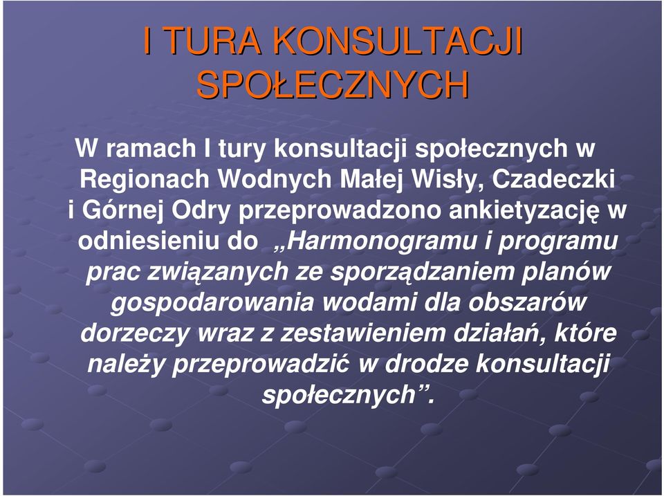 Harmonogramu i programu prac związanych ze sporządzaniem planów gospodarowania wodami dla