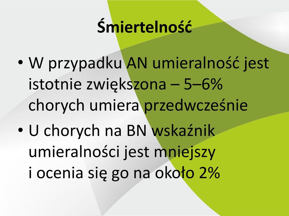 przedwcześnie U chorych na BN wskaźnik